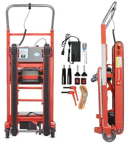 Electric Stair Climbing Dolly, 1250W Electric Stair Climbing Hand Truck, 900lbs Max Load Capacity, 3 Mode Folding Stair Climber Hand Trucks with Telescopic Handle for Moving Furniture (Orange)