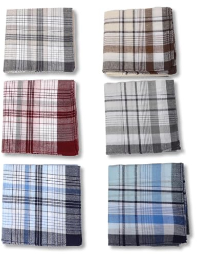 WUSJCOF Fazzoletti Uomo, 6 Pezzi Tradizionali Riutilizzabili in Cotone, Fazzoletti di Stoffa, Fazzoletto da Taschino Uomo, Grandi in Cotone per Uomini, Fazzoletti Naso, Regalo Elegante (40cm x 40cm)