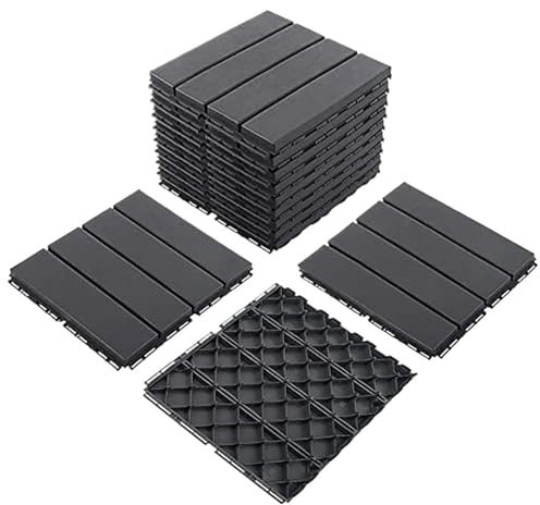 UBOHUZ Dalles De Terrasse en Composite Lot de 30 Dalles Composites emboîtables for terrasse, abri de Jardin, chenil, terrasse, revêtement de Sol extérieur