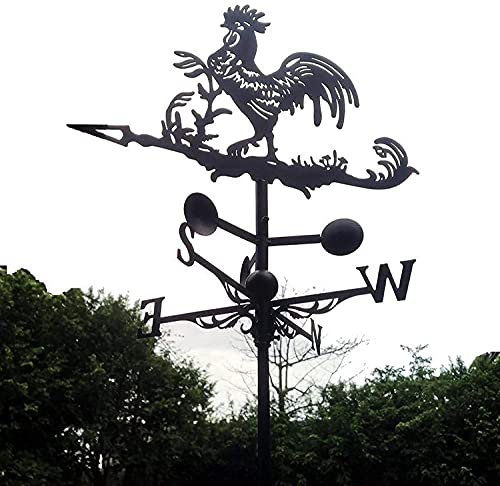 KJSHXYG Veleta de Gallo de Metal, decoración Tradicional, Veleta Vintage Retro con indicador de Velocidad y dirección del Viento para jardín, Techo de casa.