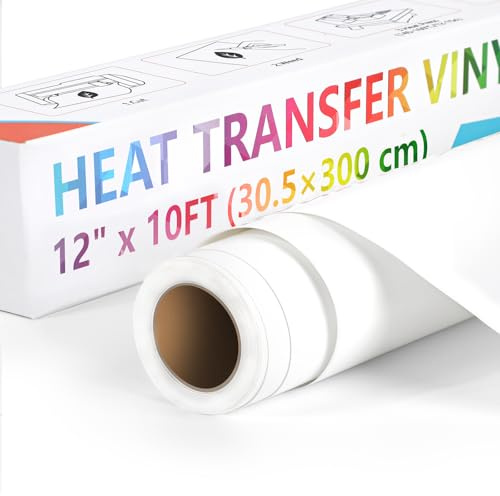 Euqvunn HTV Bügelfolie Heat Transfer Vinyl，Weiße, 30 cm x 3 m