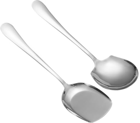 Gatuida Thickened Stainless Steel Soup Spoon Food Serving Spoon Large Deepen Kitchen Utensils for Rice for Family Dinner Buffet