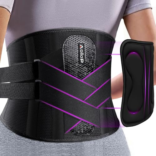 Aollop Back Support Belt for Lower Back Pain for Men Women, 8X Powerful Back Brace Bionic Support System with Soft 3D Pad, Breathable Lumbar Support Belt for Sciatica,Herniated Disc,Scoliosis(Black,M)