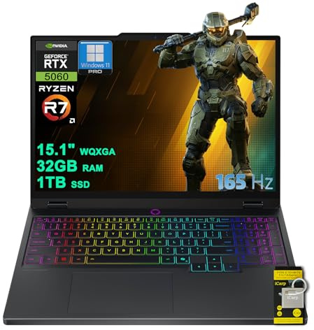 Lenovo Legion 5 AI-Powered Gaming AI PC Laptop 15.1 WQXGA 2560x1600 OLED 165Hz AMD 8-core Ryzen 7 260 32GB DDR5 1TB SSD GeForce RTX 5060 DLSS4 (Up to 572 AI TOPS) HARMAN Win11Pro ICP Hub w/Copilot AI