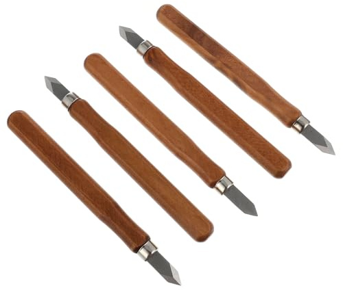Coltelli da Intaglio Legno 5 Pezzi Marrone in Legno per Lavorazione | Precision Control, Lame Premium, per Creare Giunzioni e Disegni, Set Utensili per Incisione