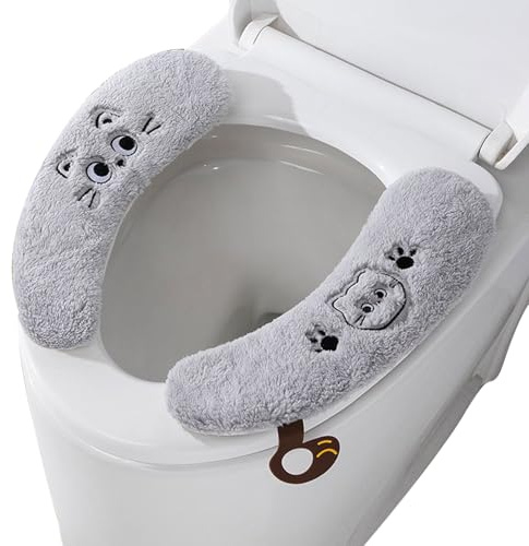 Coperchio riscaldatore per sedile del WC, 1 paio riutilizzabile caldo e copri sedile del bagno invernale con peluche, bambini adulti più anziani comfort inverno clima freddo casa camper