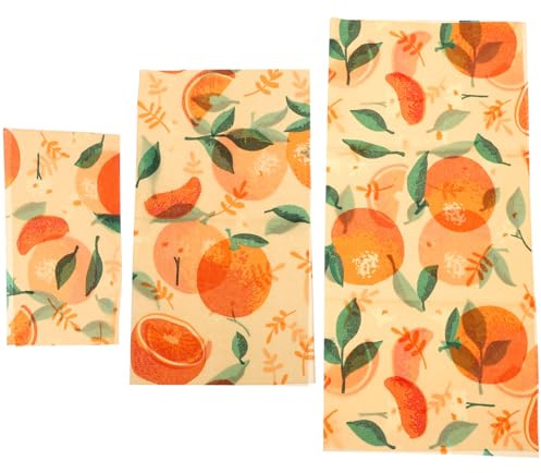 POPETPOP 3 Panni Cerati in Cera D’Api Riutilizzabili per Alimenti Pellicola Alimentare Ecologica Avvolgitori Traspiranti per Conservazione Naturale in Cucina