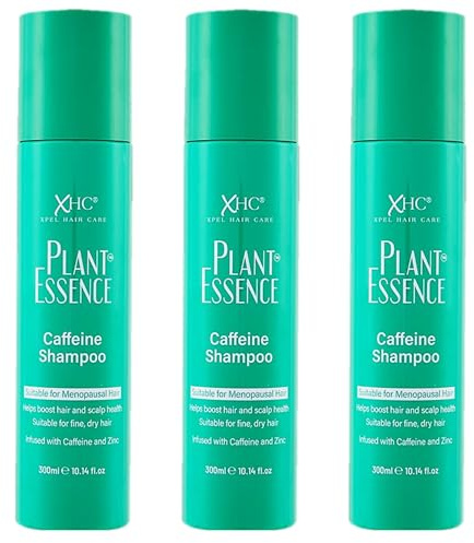 XHC Plant Essence Caffeine Shampoo 3 Pack (3 × 300ml) | Hair Thickening Shampoo with Caffeine & Zinc | Boosts Volume & Density for Fine or Thinning Hair | Menopausal Hair Support | PoundMart Exclusive