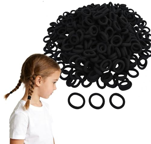 YAWYO 300 st Hårsnoddar för Barn, Små Elastiska Ponytail-hållare 20mm Hårband för Småbarn och Flickor (Svart)