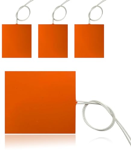 Keltorio 4 Stück Konstante Temperatur Heizplatte: 120×100mm 12W 12V Langlebige Silikonkautschuk Heizplatte, Heizmatte 12v, Silikon Heizkissen für Rohre Ventile Instrumente Tanks