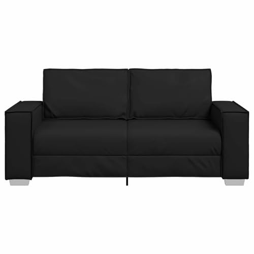 Mazoravella Zweisitzer-Sofa Schwarz Kunstleder 180 cm modernes Wohnzimmer Relaxfunktion ausziehbar mit Schlaffunktion und Bettkasten, langlebiges Material, geeignet für Büro Lounge und Gäste