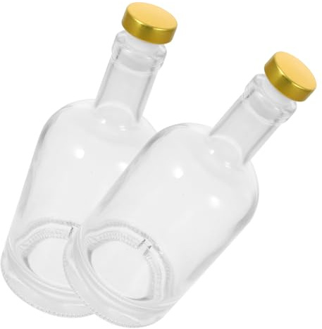 HANABASS 2 Pezzi Bottiglia di Vetro per Liquori 500ml Base Spessa e Apertura Larga, Grande Capacità per Casa e Club