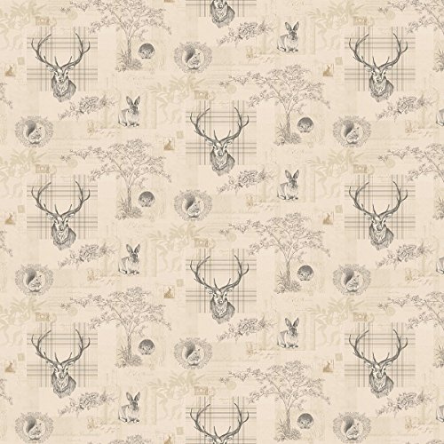 MyTinyWorld Pack of 5 Dolls House Beige And Black Highland Animal Wallpaper Sheets