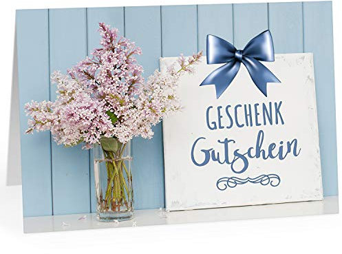 Einladungskarten Manufaktur Hamburg Großer XXL (A4) Gutschein, Motiv: Blumenstrauß vor Wand blau/mit Umschlag/Edle Design Klapp-Karte/Extra groß/Geburtstag/Hochzeit/Taufe/Weihnachten/Valentinstag