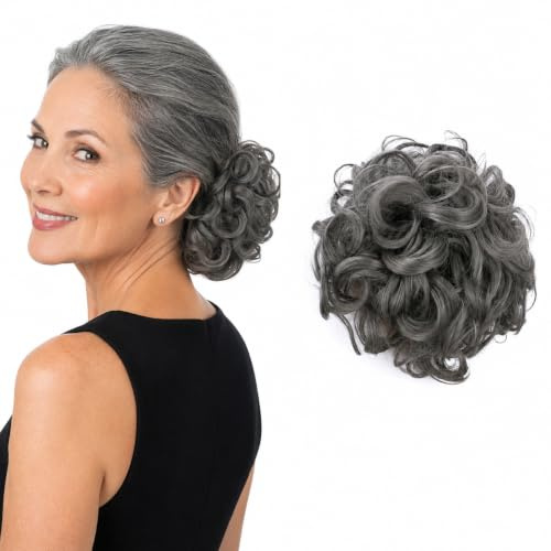 CAISHA Dutt Haarteil Haarknoten Kordelverschluss DM15cm Grau HK117