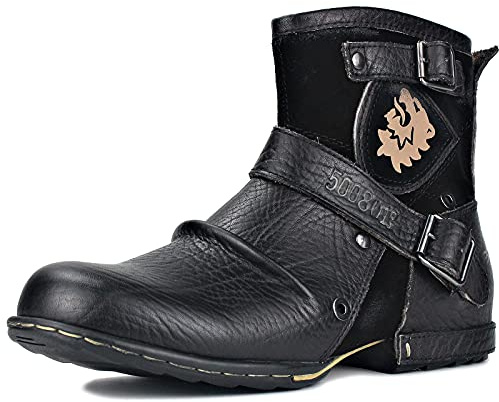 COWSDELLA Herr Stövlar Motorcykel Chukka Mode Känga Läder Vandring Combat Boots för Män Dragkedja