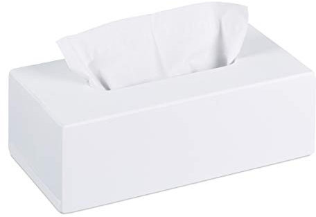 Relaxdays Kosmetiktuchbox, aus Bambus, Box für Kosmetik- & Taschentücher, Tücherbox nachfüllbar, Taschentuchbox, weiß, 1 Stück