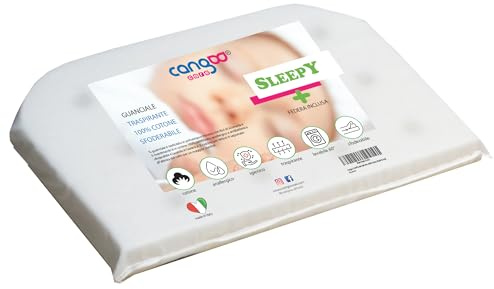 CANGOO CARE Cojín de tejido de bambú natural, efecto memoria, para cuna, cuna, extraíble, antiasfixia, transpirable, hipoalergénico, fabricado en Italia
