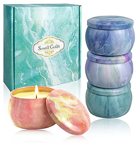 Duftkerzen Geschenkse 4 Pack: 4.4 Oz Sojawachs Aromatherapiekerze stark duftenden ätherischen Ölen zum Stressabbau,Weihnachtsgeburtstag Muttertag Geschenk，Kerzen Deko&Bad