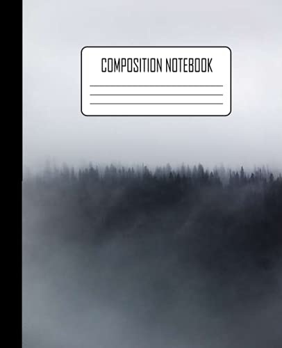 Composition Notebook: Cottagecore College Ruled Paper Notebook for Home School Supplies Students, Teachers, kids, teens, and adults (7.5 x 9.25, 110 Pages) Fog over evergreen trees in forest