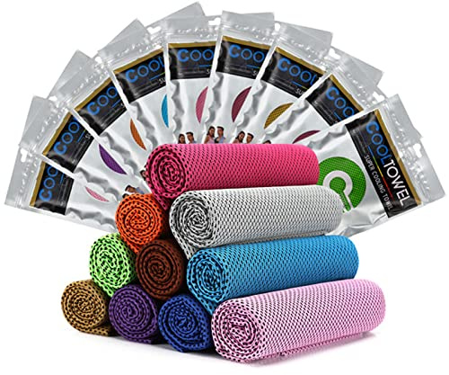 Kühltuch 10er Set, Kühlendes Handtuch Für Wandern, Laufen, Tennis, Reisen, Kühltücher Hals, Handtuch Kühlend, Airflip Cooling Towel (60x30cm -10 Pieces)