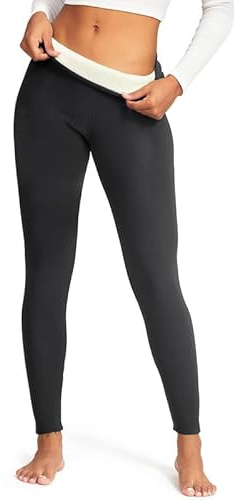 RIOJOY Winter Fur Fleece Lined Thermal Leggings Women High Waisted Thick Fluffy Tights Ladies Hiking Running Walking Trousers Sports Gym Yoga Pants Warm Workout Leggings, #1 Dark Grey, 10.5 UK