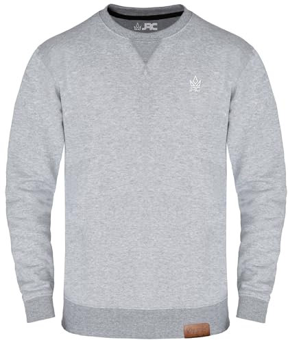 JRC Mens Fleece Crewneck Sweatshirts & Pullovers, Round Neck Long Sleeve Jumper, Sweater for Sports & Workwear (Grey Melange, M)