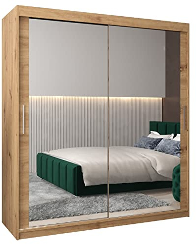ABIKSMEBLE Armoire Tokyo 3 Avec Porte Coulissante Miroir - Dressing Adulte - Penderie Vêtement - Garde Robe - Placard - Closet