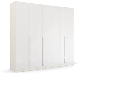 Rauch Möbel Quadra-Spin Glamour, Schrank, Hochglanz Weiß, Breite 226 cm | Kleiderschrank, 5-türig, für Schlafzimmer, Jugendzimmer, Studentenwohnung, Garderobe, Flur
