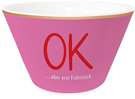 Grafik-Werkstatt Müsli-Schale mit 100% Echtgold | Porzellan Schüssel | OK, Pink