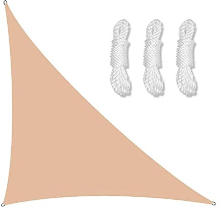 PRELGOSP Voile D'Ombrage Triangle Rectangle Imperméable Toile Ombrage, Voile Ombrage Bloque 98% Rayons UV pour Patio Jardin Terrasse Extérieur,Beige,3x3x4.3m