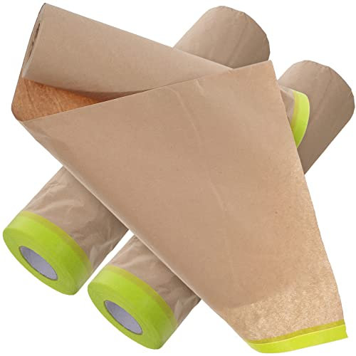 MAGICLULU 3 Rolls Masking Paper Paint Masking Tape and Drape Auto Masking Paper Roll Floor Protection Paper Wall Covering Paper for Car Furniture Floor