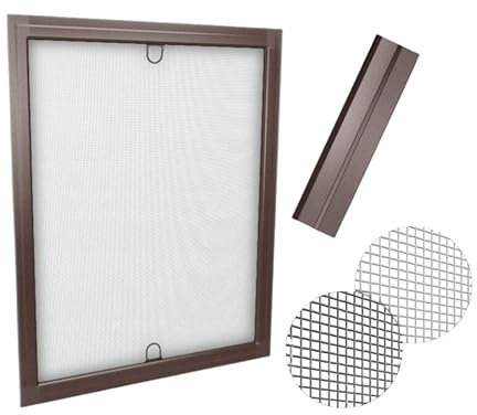 Time4Blinds Fliegengitter für Fenster - Insektenschutz ohne Bohren, mit Alurahmen Mückenschutz individuell kürzbar - Fliegennetz Fliegenschutzgitter 60x150 Braun Rahmen, graues Netz