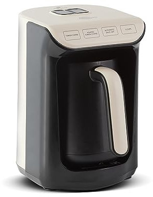 KARACA Hatır Köz Turkish Coffee Machine for 5 People, 535W, Fully Automatic, Simple & Traditional Turkish Coffee Maker, Cream