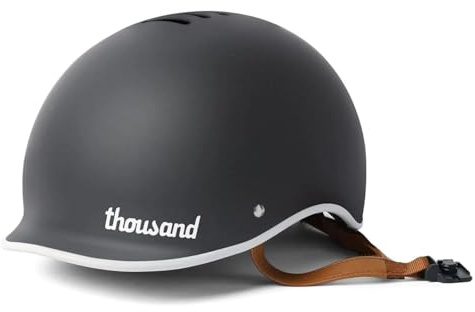 Thousand Casco bicicleta adulto Heritage – Casco mtb uomo ventilato con sistema antifurto PopLock – Ideale per bicicletta urbana, skate o pattini per uomini e donne – Heritage 2.0 Carbon Black, L