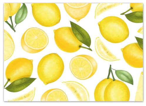 100 manteles Individuales con Motivo de limón I DIN A3 Rectangular I Set de Mesa de Papel I Mantel desechable I Amarillo Blanco I para gastronomía y hogar I dv1255