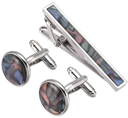 Homxi Krawattennadel Manschettenknöpfe Set,Herren Krawattennadel Kupfer Quadrat Herren für Manschettenknöpfe Silber