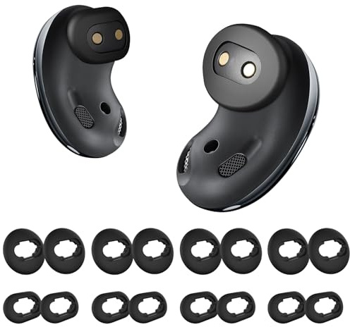 8-Pack L/S Silikon-Ohrstöpsel für Galaxy Buds Live- Premium Schwarze Ersatz-Ohrstöpsel und Flügeladapter für Samsung Galaxy Buds Live Zubehör (Schwarz, S/L)