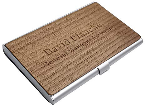 BULIHAN Visitenkartenetui aus Holz, personalisierbar, personalisierbar, für Damen und Herren, kostenlose Gravur, walnuss, S, Klassisch