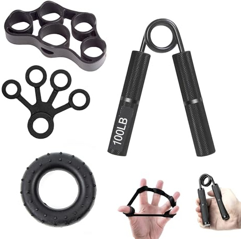 Metal Hand Grip, Fortalecedores de Mano para Entrenar el Agarre, Antebrazo Ejercitar Ejercitador de Manos, Entrenamiento Con Anillo Entrenador de Dedos de Silicona, para Recuperación y Atletas
