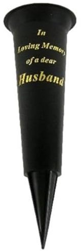 Jarrón especial para tumbas conmemorativas con pinchos en memoria amorosa, jarrón conmemorativo especial para tumbas, soporte de flores de cementerio de plástico con estaca, (2, marido)