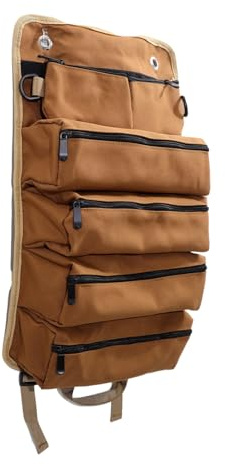 WATIIFUFU Bolsa Enrollable para Herramientas Eléctricas y Carpintería de Tela Oxford, Color Caqui, Portátil y Amigable para Coche, Adecuado para Jardinería y Profesionales