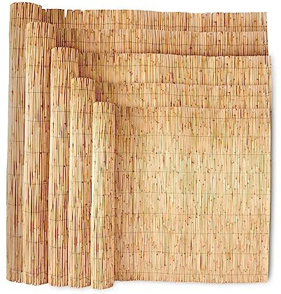 Wadan Natural Split Reed Fence Hand-Woven Reed Screening for Garden Natural Window Roller Blind Outdoor Bamboo Shades for Garden Patio Gallery Balcony Decorative Fences (2m x 4m)