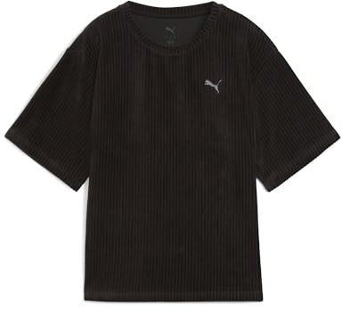 ESS upphöjd avslappnad velour ribbad t-shirt Puma svart