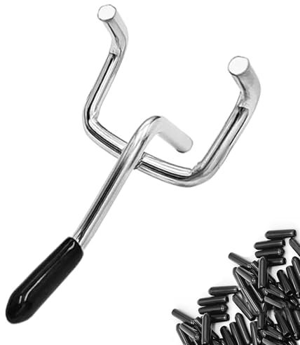 Nivithi - Ganchos para panel perforado (55 unidades, 5 cm, ideal para organizar herramientas en panel perforado de pared y panel de puerta, solución robusta para tienda, espaciado de agujeros 2,5 cm)