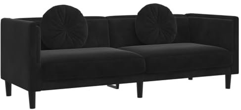 Tidyard Sofa 3-Sitzer Dreisitzer Stoffsofa Polstersofa Loungesofa Couch Polstermöbel Wohnzimmersofa Designsofa Stoff Schwarz Samt