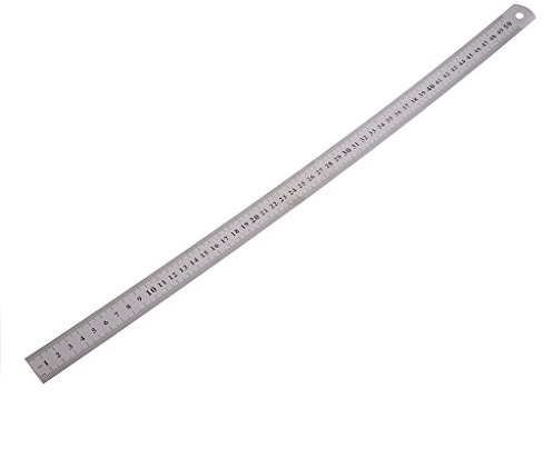 BOGEEL Kompakte doppelseitige Skala, Edelstahl, gerades Lineal, Messwerkzeug, 50 cm, metrische Skala, dünn, Stahl Steel Ruler