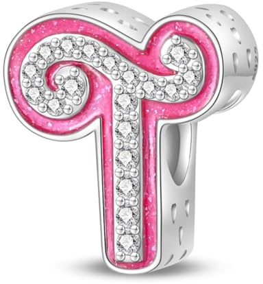 HappyStar Charm Buchstabe A~Z Charms Anhänger Silber 925,12 Zodiac Geburtstag Bead Charms für Damen,Rosa Geschenk,Passend für Pandora Europäische Armbänder und Halsketten