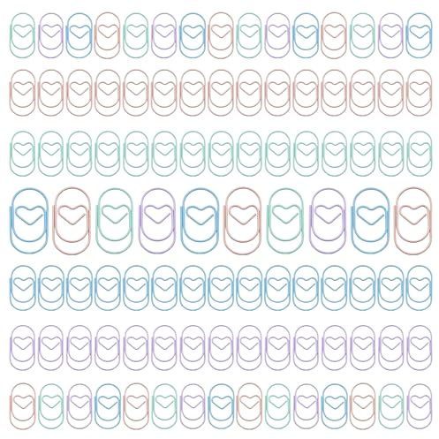 100 Stück Macaron Farbige Büroklammern, Herz Papierklammern aus Metall, Niedliche Lesezeichen Büroklammern, Büroklammern Papier Clips, Schreibwaren Klammern für Büro, Schule, Hochzeit, Dekoration