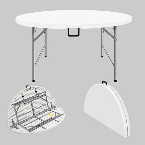 Tavolo pieghevole rotondo da picnic portatile per uso esterno con manico, supporto in metallo, capacità di carico di 300 kg, ideale per campeggio, barbecue e giardini